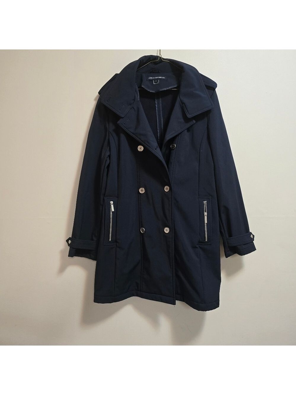 French Connection  Weatherproof Navy Double-Breasted Coat